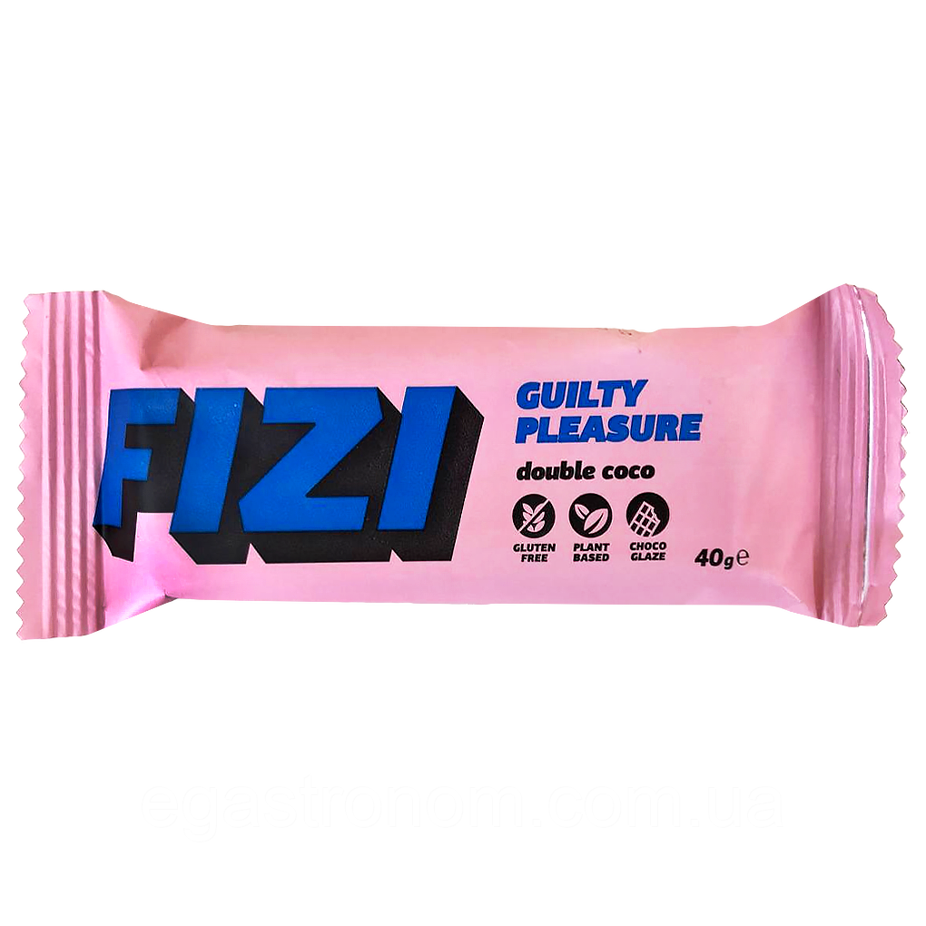 Батончик подвійний кокос (без цукру) Фізі Fizi double coconut 40g 10шт/ящ (Код: 00-00017510), фото 1