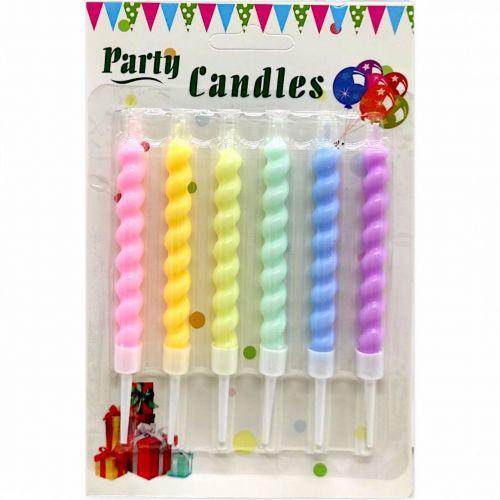 Свічка "Хвиляста спіраль" кольорове асорті (6 шт), фото 1