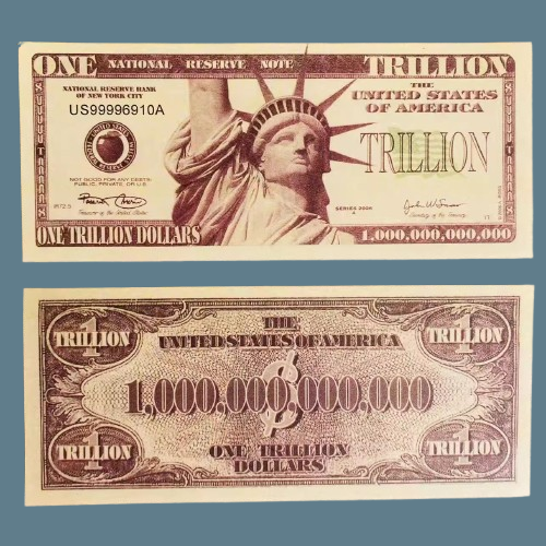 Сувенірна банкнота "1 Триліон доларів" Trillion США 2006 р. (зі світним зображенням статуї), фото 1