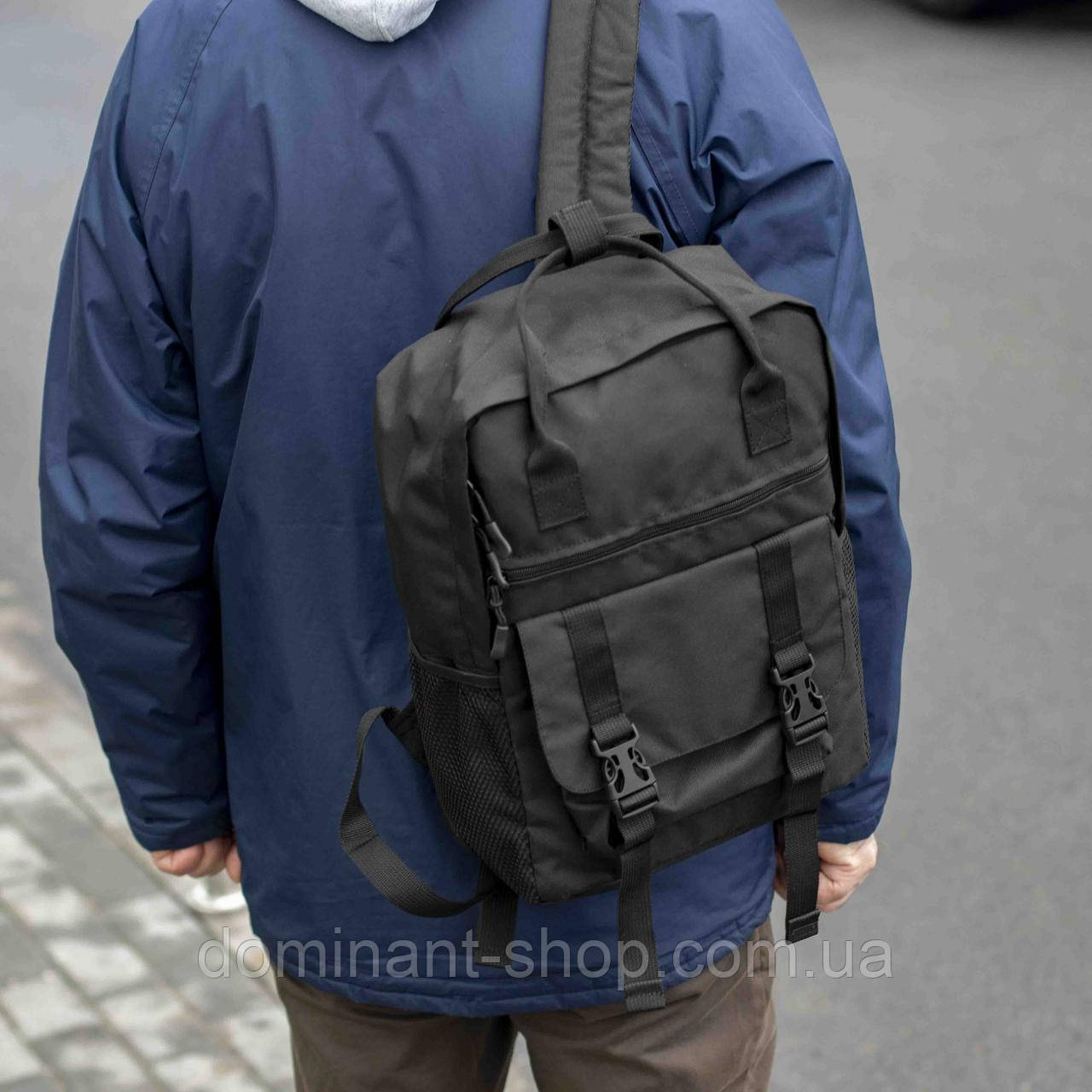 Міський рюкзак сумка URBAN чорний тканинний з ручками на 13 літрів Практичний Повсякденний ранець