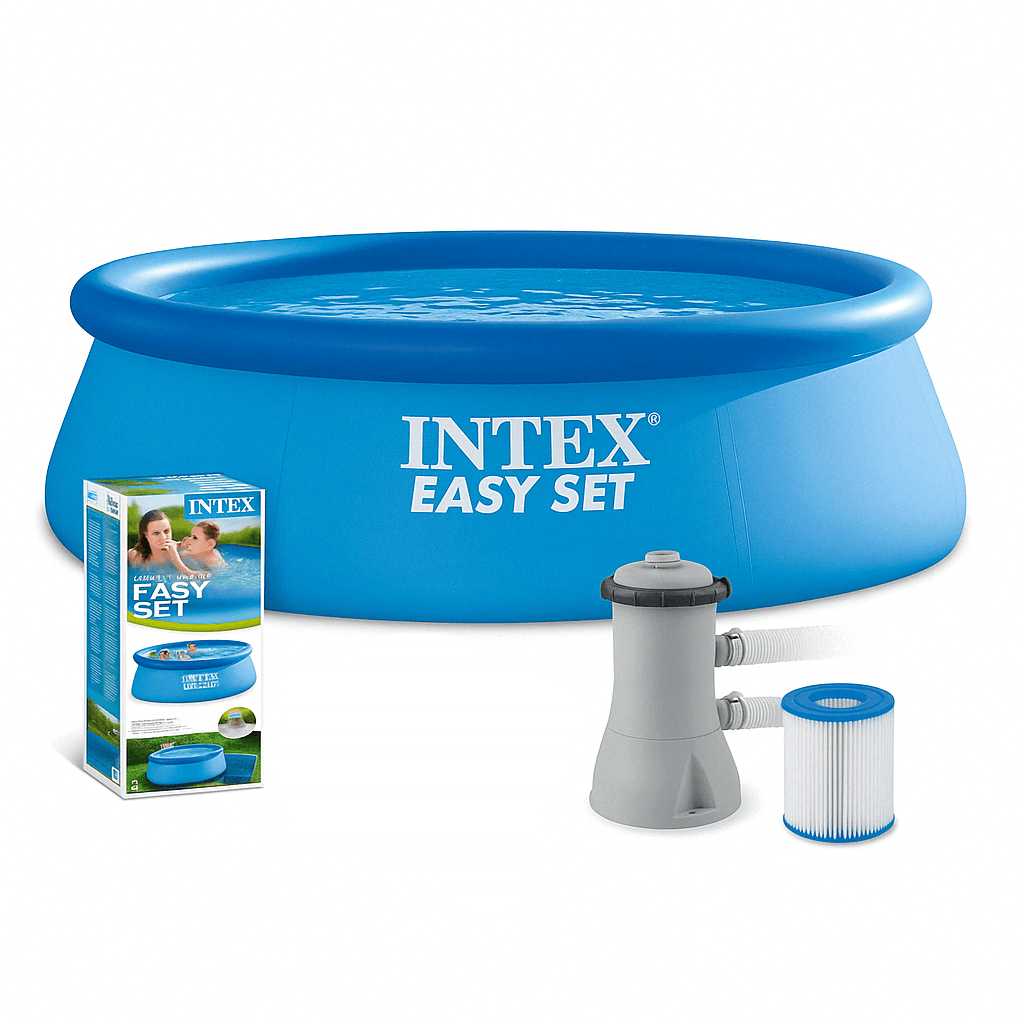 Intex Easy Set басейн 396×84 см з фільтром 28142 - надувний круглий, об'єм 7290 л, для сім'ї та дачі