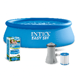 Intex Easy Set басейн 396×84 см з фільтром 28142 - надувний круглий, об'єм 7290 л, для сім'ї та дачі