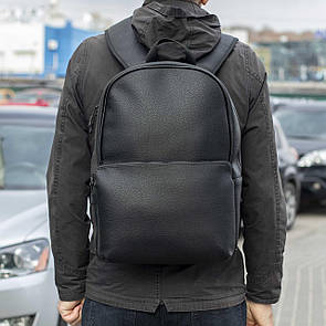 Міський рюкзак Strong з фактурної еко шкіри чорний на 19 літрів з відділення під ноутбук