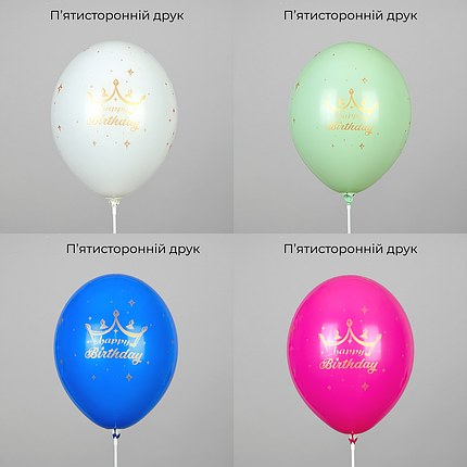 Принт 279 BELBAL-ББ 12" Happy Birthday - корони мікс, фото 3