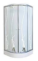 Душевая кабина Ko&Po 90х90 на низком поддоне раздвижные двери с рисунком закаленное стекло