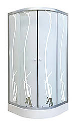 Душова кабіна Ko&Po 90х90 на низькому піддоні розсувні двері з малюнком загартоване скло