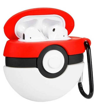 Чохол для AirPods 2/1 series - Poke Balls (Покемон) 3D, силіконовий, Червоний