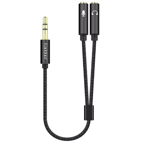 Кабель AUX Earldom ET-AUX202 3.5mm(male) to 2x3.5mm(female) (Audoi/Mic) 0.2mm Black