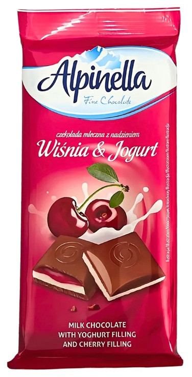 Шоколад Молочний Альпінелла Вишня та Йогурт Alpinella Czekolada Mleczna Wisnia & Jogurt 100 г Польща