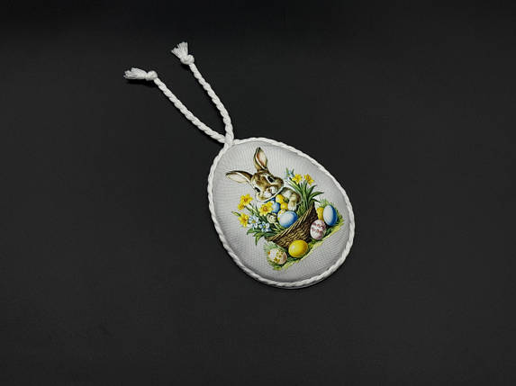 Тканинна підвіска Великодня зайчик. 10х8см, фото 1