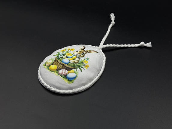 Тканинна підвіска Великодня зайчик. 10х8см, фото 3