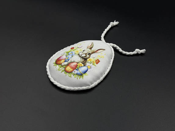 Тканинна підвіска Великодня зайчик. 10х8см, фото 3