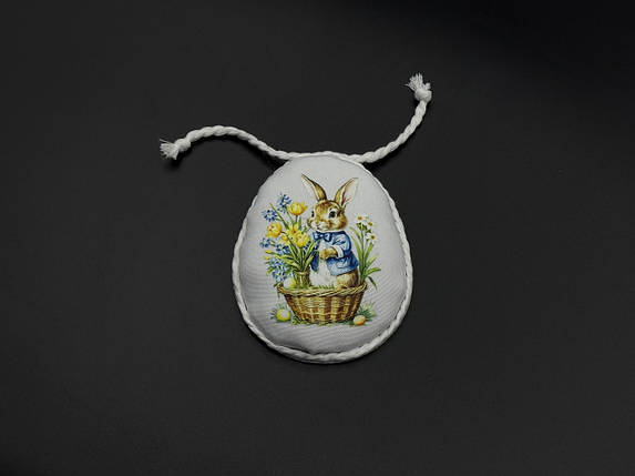 Тканинна підвіска Великодня зайчик. 10х8см, фото 1
