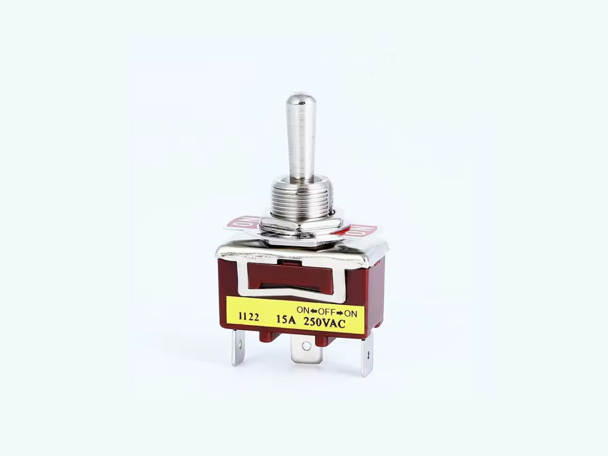 Тумблер 3 pin (роз'єм під маму, серебро)  3 положення. E-TEN 15A 250V AC  ON-OFF-ON з фіксацією, фото 1