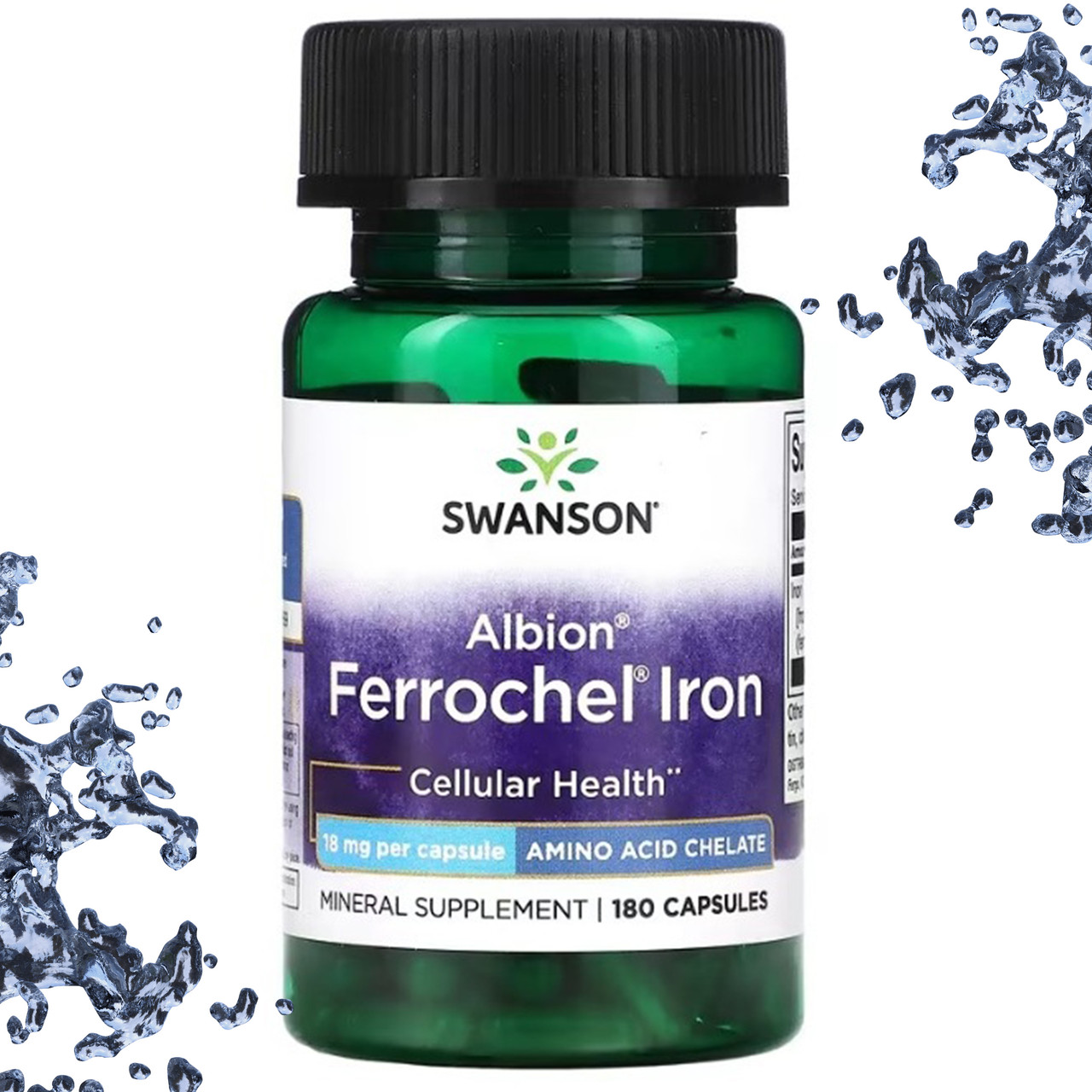 Залізо Swanson Albion Ferrochel Iron 18 мг 180 капсул, фото 1
