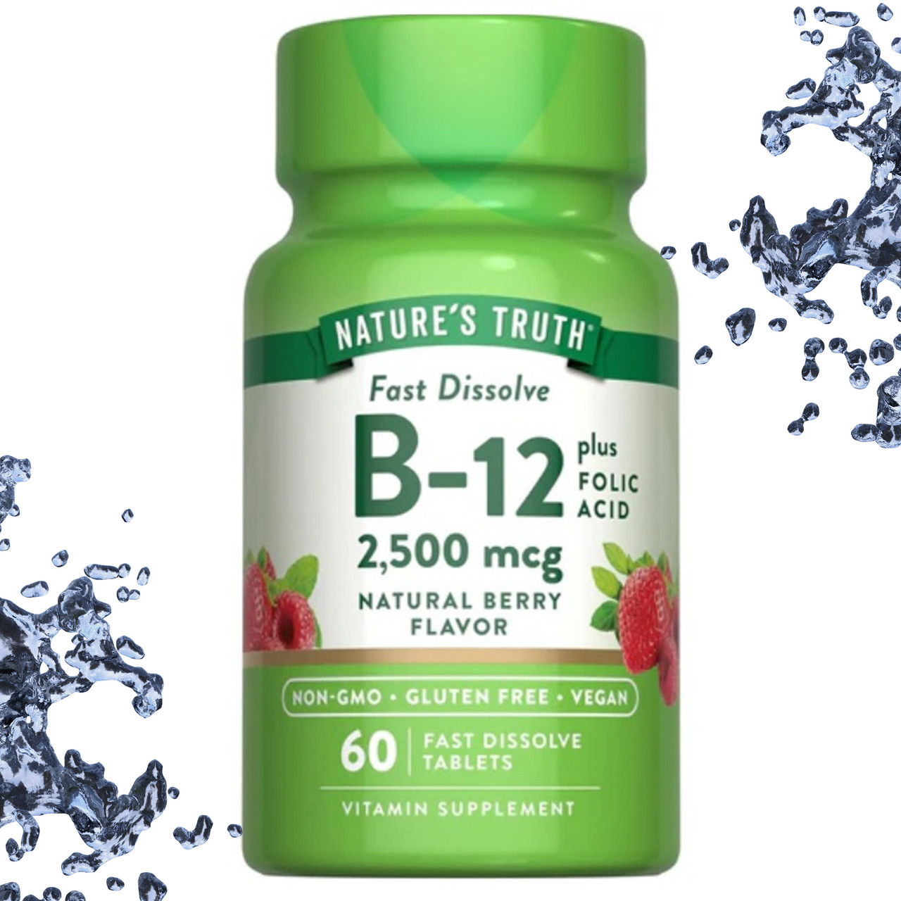 Nature's Truth B-12 2500 мкг plus Folic Acid Ягідний смак, 60 таблеток (В-12 + Фолієва кислота)