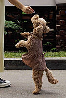 Сарафан для собак, летнее платье в горошек для собак, бежевый