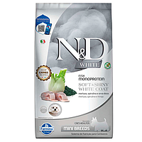 Сухий беззерновий корм Farmina N&D WHITE для собак дрібних порід із білою шерстю Sea Bass, спіруліна та фенхель 5 кг