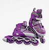 Ролики 76023 з LED-колесом, регульований розмір 29-33, чохол, фіолетового кольору, фото 3