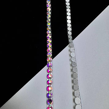 Смужка зі стразами Crystal AB (термофіксація) 0.5x24cm (48страз)