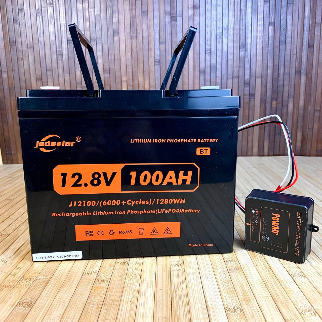 Акумулятор Jsdsolar J12100 LIFePO4 100A,12.8 V + Балансир для акумуляторів BE24N (AGM, GEL, LiFePO4)