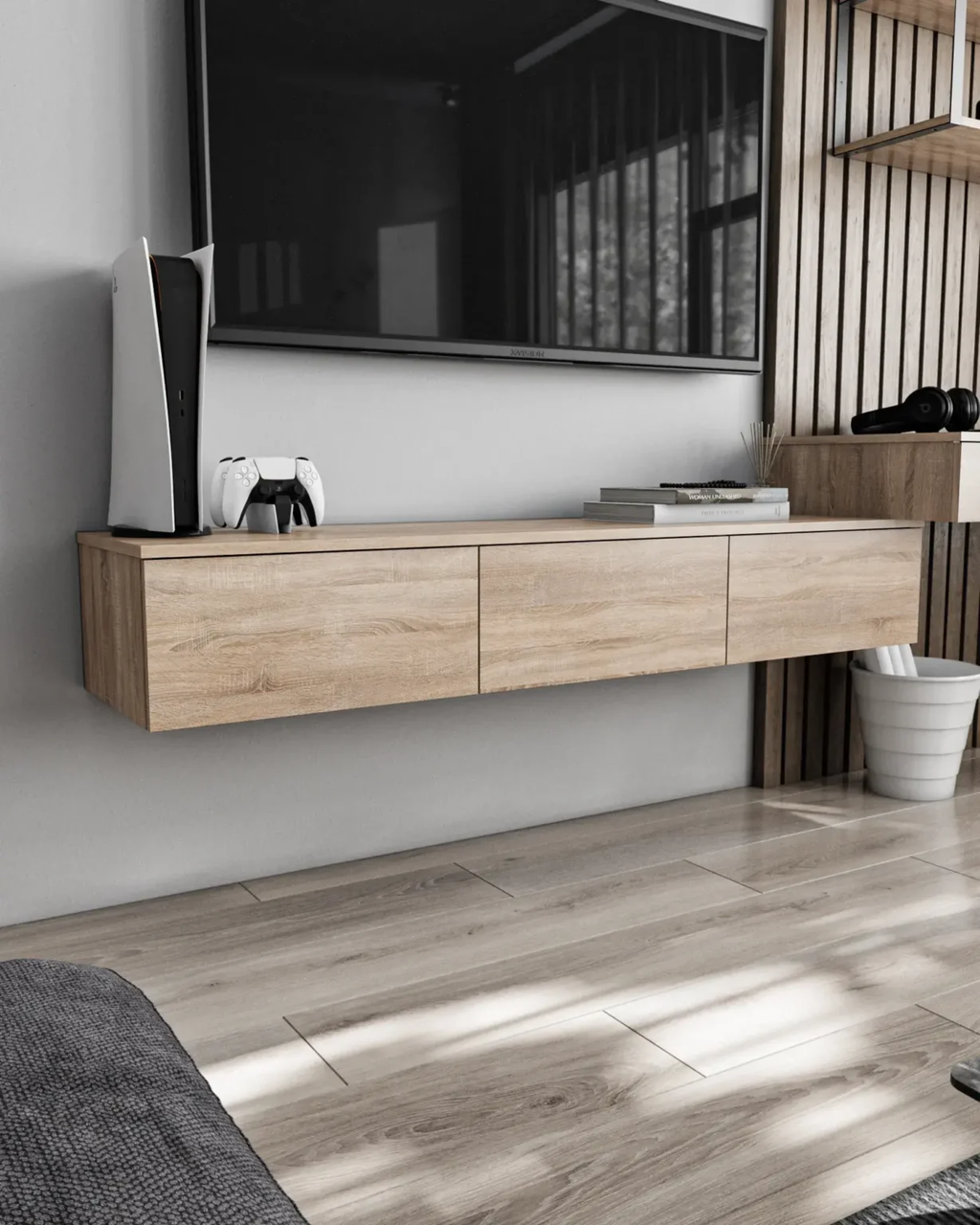 Навісна тумба під ТВ Moreli T221 Дуб сонома 150х40х24,2 см, фото 1