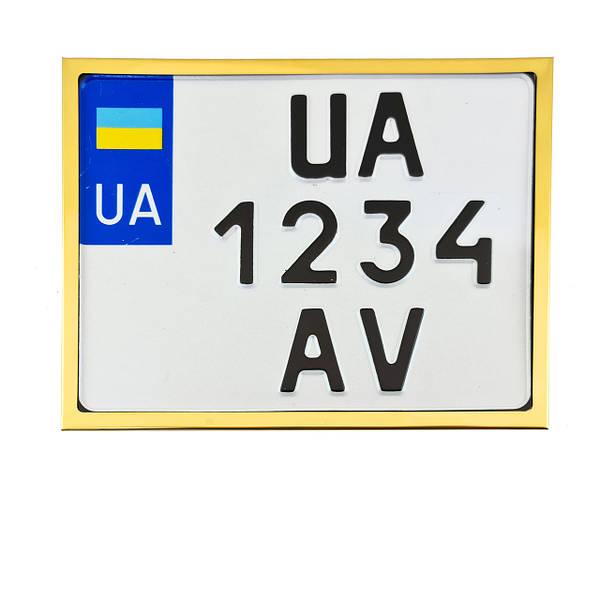 Рамка під номер на мотоцикл 220*174 мм Gold