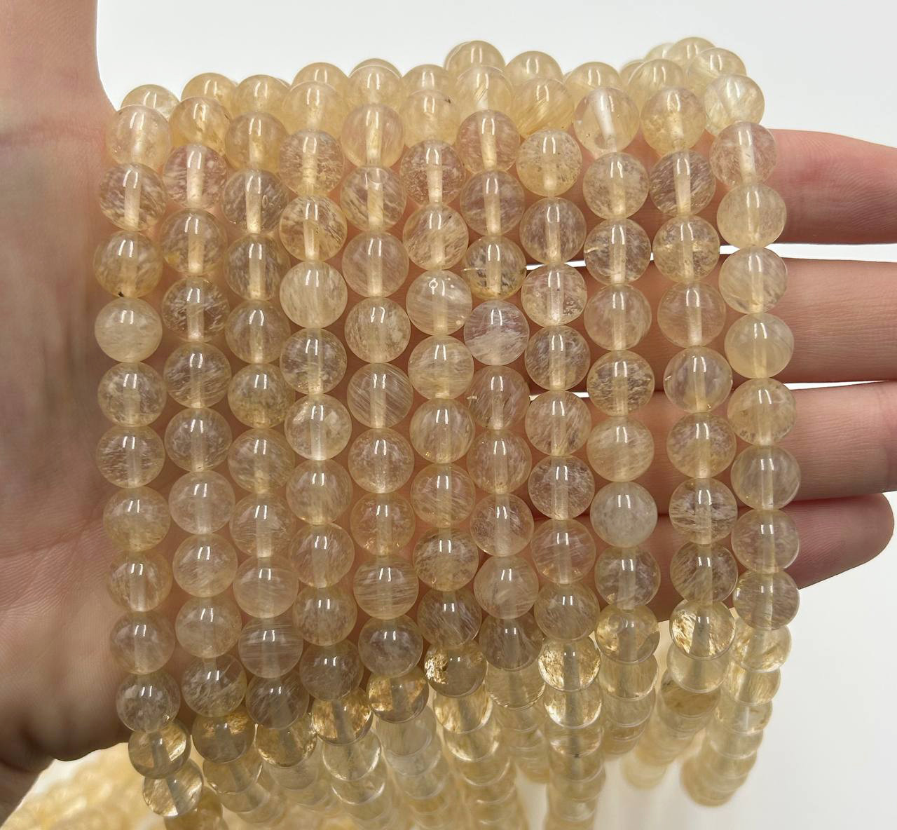 Намистини Рутиловий кварц / Ø 8 мм / Натуральний / Нитка ≈ 44 бусин, фото 1