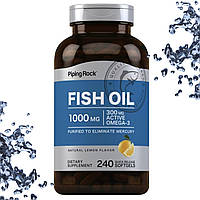 Риб'ячий жир Piping Rock Fish Oil 1000 мг (300 мг Active Omega-3) Лимонний смак 240 гелевих капсул