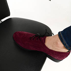 Туфлі броги жіночі із замшевої шкіри бордово-фіолетового кольору “Style Shoes”