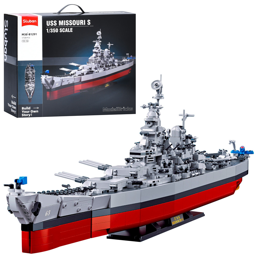 Конструктор SLUBAN M38-B1291 війсковий корабель, 1:350, 1739 дет., кор., 45-38-14,5 см.