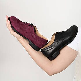 Туфлі броги жіночі із шкіри чорного кольору “Style Shoes”