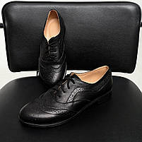 Туфлі броги жіночі із шкіри чорного кольору “Style Shoes”, фото 3