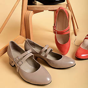 Туфлі жіночі в стилі Мері Джейн на підборах 4 см из лакової шкіри кольору капучіно “Style Shoes”  38