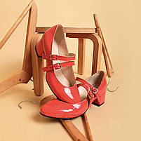 Туфлі жіночі в стилі Мері Джейн на підборах 4 см из лакової шкіри червоного кольору “Style Shoes”, фото 2