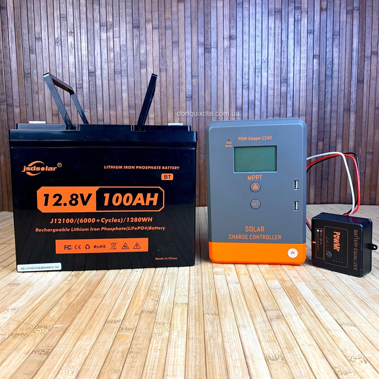 Акумулятор Jsdsolar J12100 LIFePO4 100A,12.8 V + Балансир BE24N + Контролер MPPT Keeper PowMr 12 V 24 V 40 A