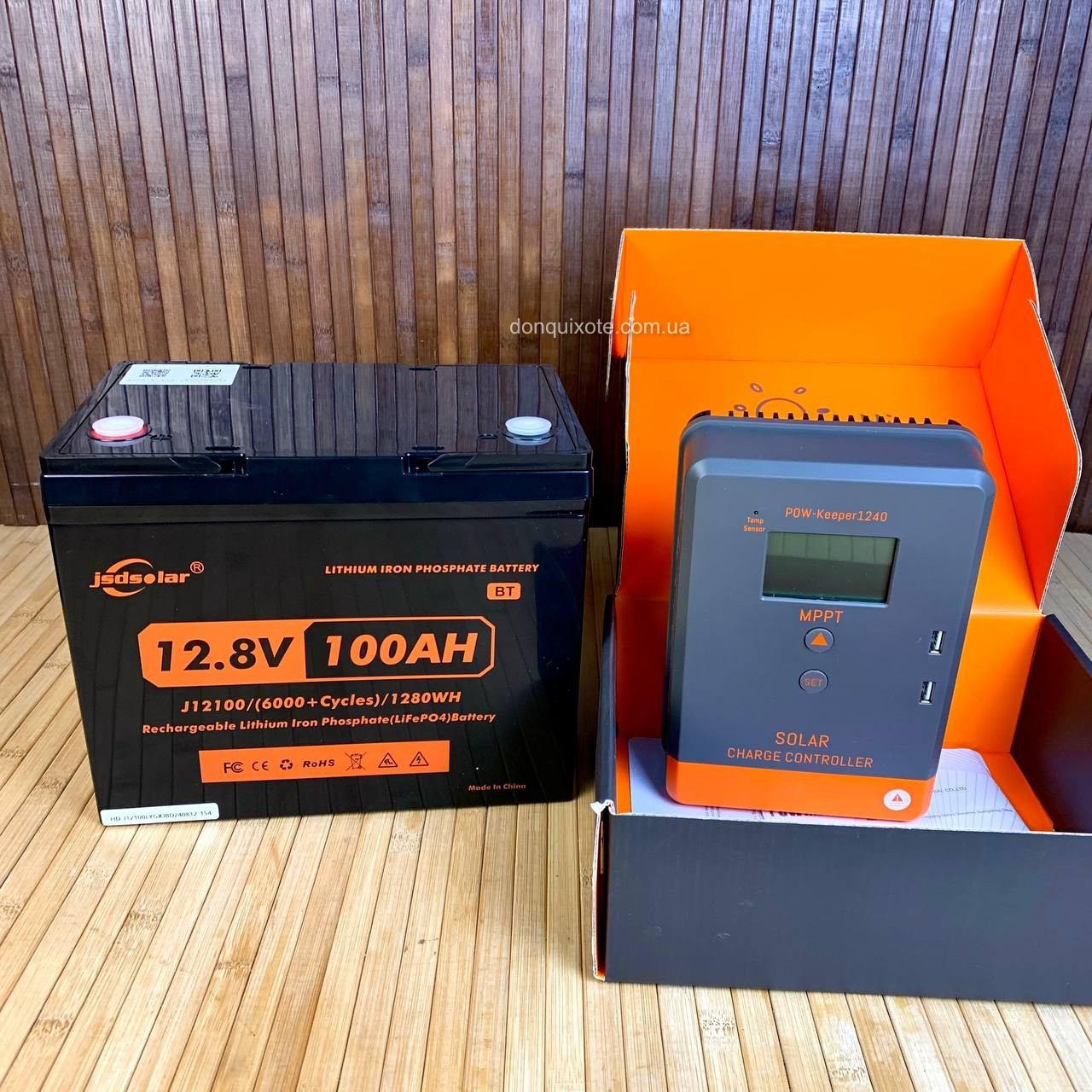 Акумулятор Jsdsolar J12100 LIFePO4 100A,12.8 V + Контролер заряду MPPT Keeper PowMr 12 V 24 V 40 A