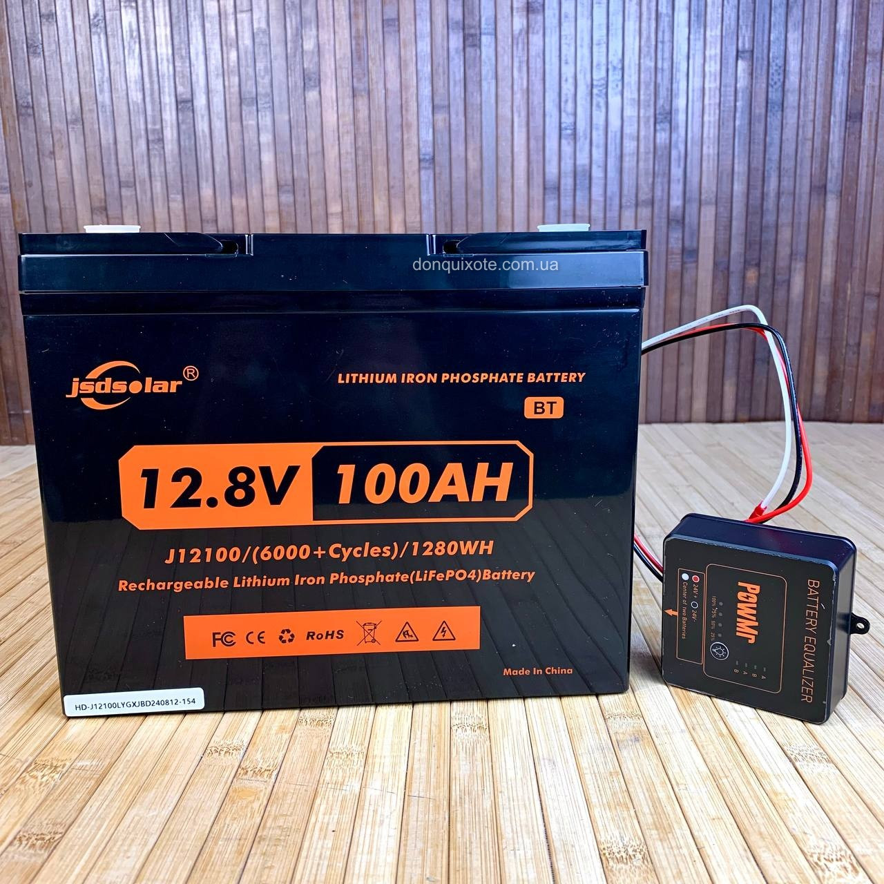 Акумулятор Jsdsolar J12100 LIFePO4 100A,12.8 V + Балансир для акумуляторів BE24N (AGM, GEL, LiFePO4), фото 1