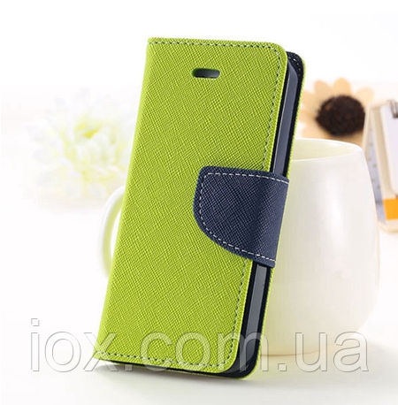 Світло-зелений чохол-книжка для Iphone 4/4S на магнітній застібці і з ремінцем на руку