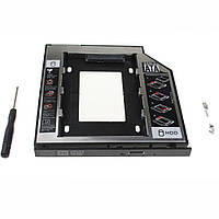 Карман-адаптер Tishric оптібей для підключення HDD / SSD 2.5 в відсік DVD 9.5 мм Чорний сірий