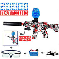 Гель-бластер автомат на орбізах АК-47 RedHead на акумуляторі з лазерним прицілом Орбіган на гелевих кулях