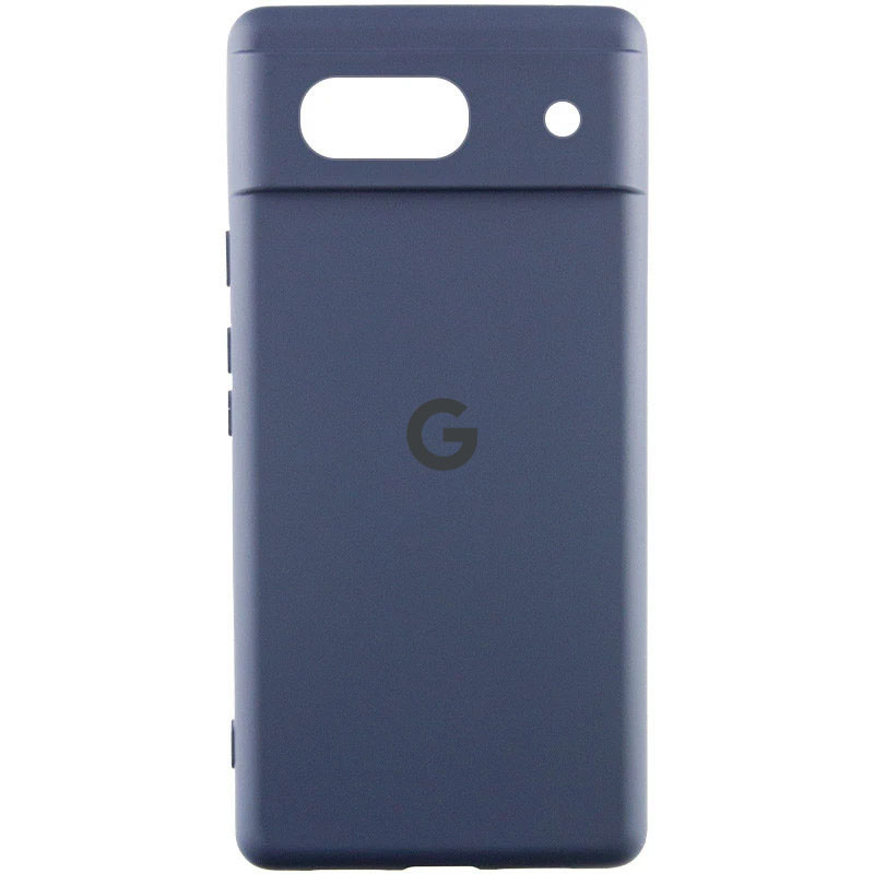 Чохол Silicone Cover Lakshmi Full Camera (AA) для Google Pixel 7a | Мікрофібра Синій / Midnight blue, фото 1