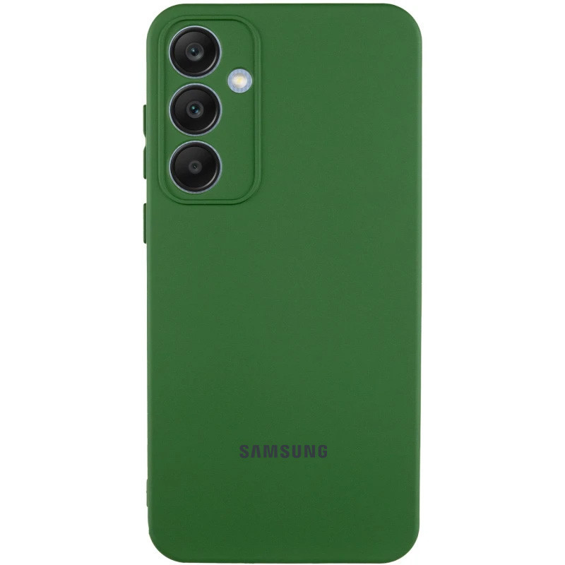Чохол Silicone Cover Lakshmi Full Camera (AA) для Samsung Galaxy S25+ | Мікрофібра Зелений / Dark green
