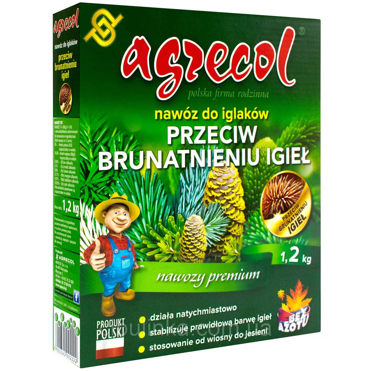 Добриво Agrecol для хвойних від пожовтіння (NPK 0.0.6) 1,2 кг, фото 1