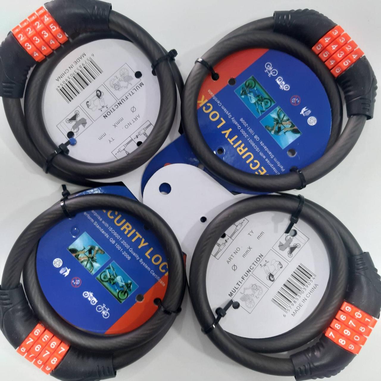 Замок велосипедний кодовий 12 мм*650 тросовий ART-9054 (100), фото 1