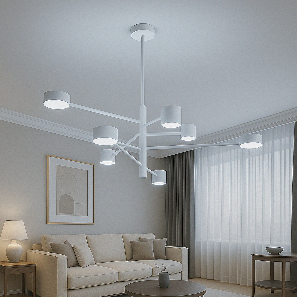 Люстра Led Супутник білого кольору із 8 лампами до 20 м² D302-8WH, фото 1