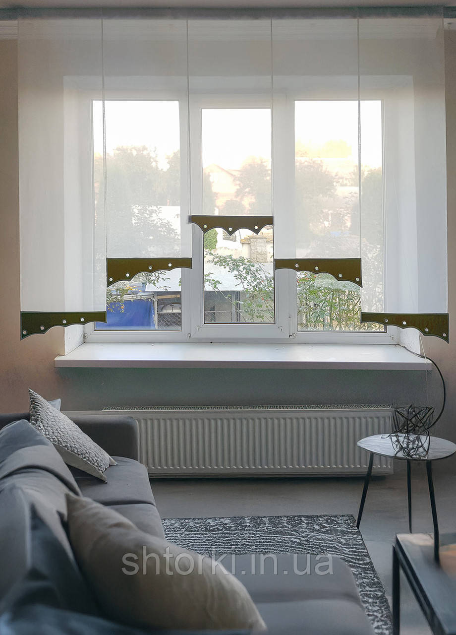 Комплект панельних фіранок Firanka Simple 5шт карниз 200см молочний з коричневим (19_5п)