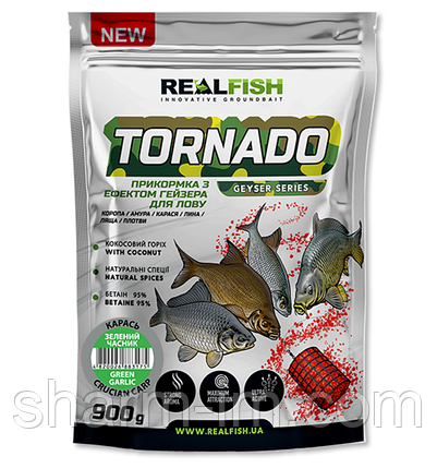 Прикормка Real Fish TORNADO Карась Зелений Часник 900 г, фото 1