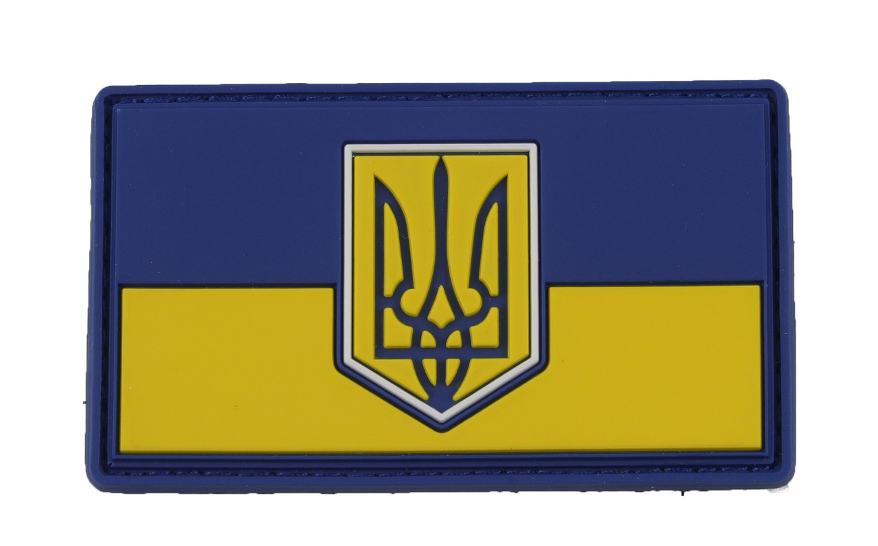 Шеврон ПВХ на липучці Прапор і Герб України, Жовто-блакитний, 7х4см