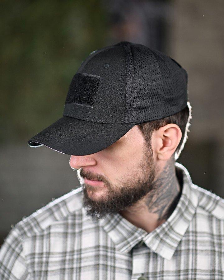 Тактична бейсболка чорна із сіткою